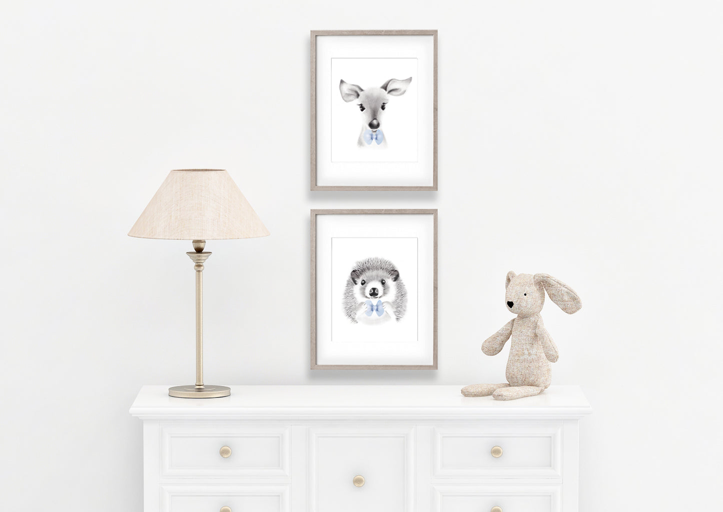 Animal Faces with Bow Ties - Art Prints - Set of 2