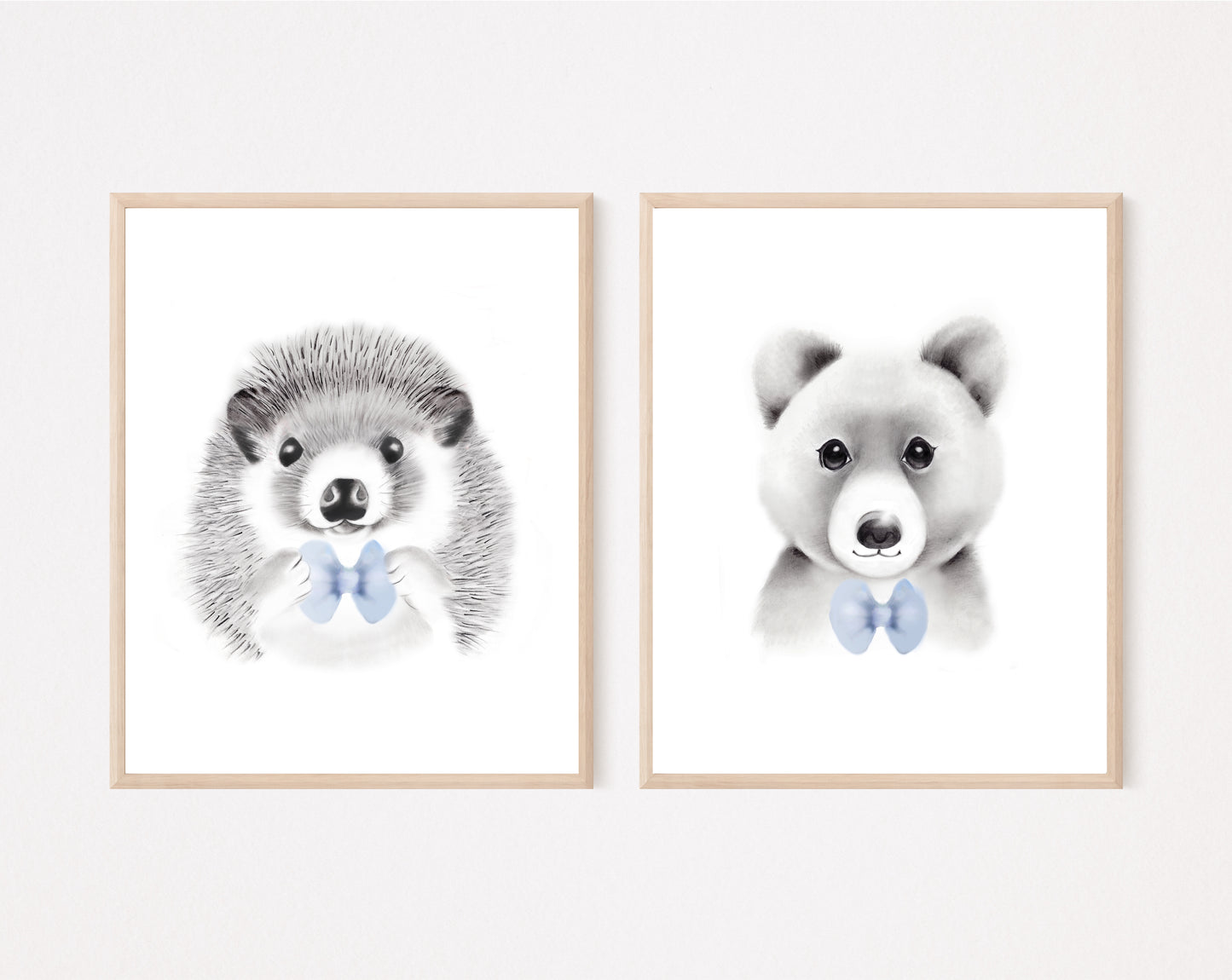 Animal Faces with Bow Ties - Art Prints - Set of 2