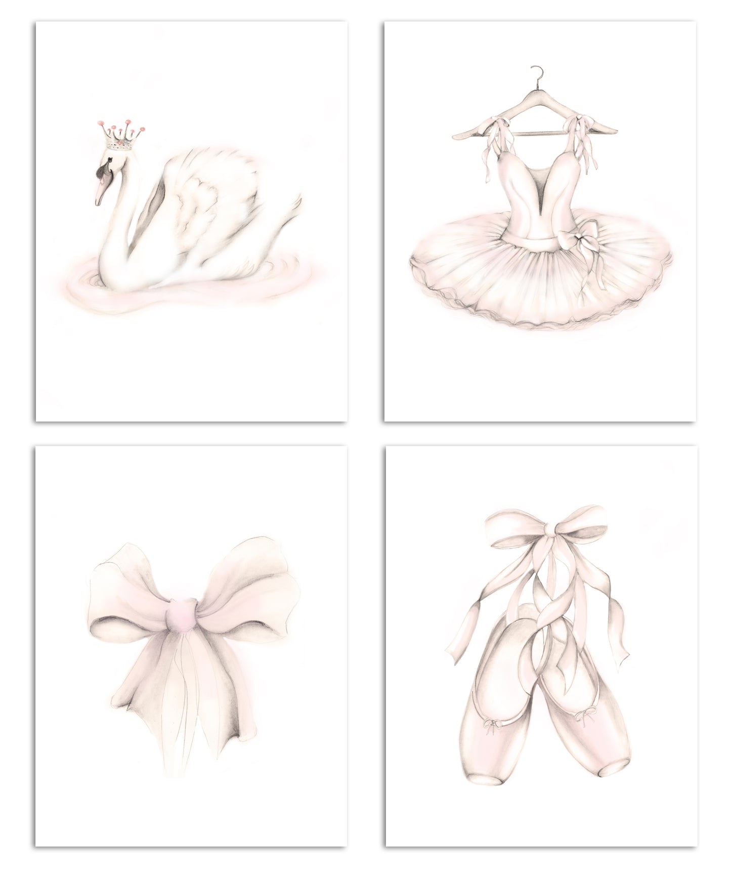 Ballet Dance Girl Art Prints - Set of 4 - Studio Q - Art by Nicky Quartermaine Scott