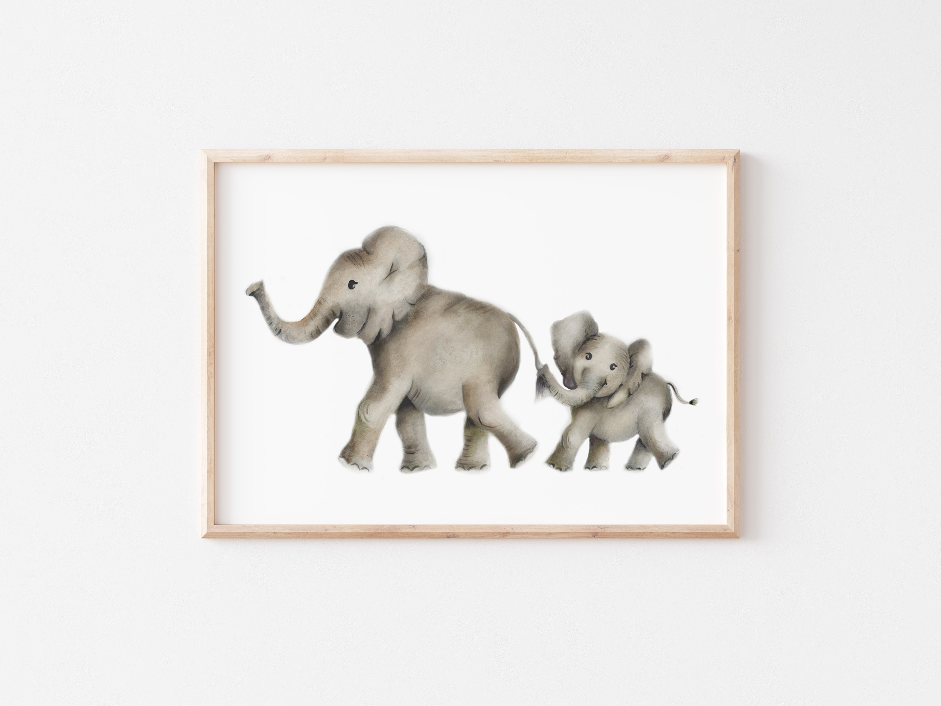 Mother and Baby Elephant Nursery Art Print – Studio Q Art by
