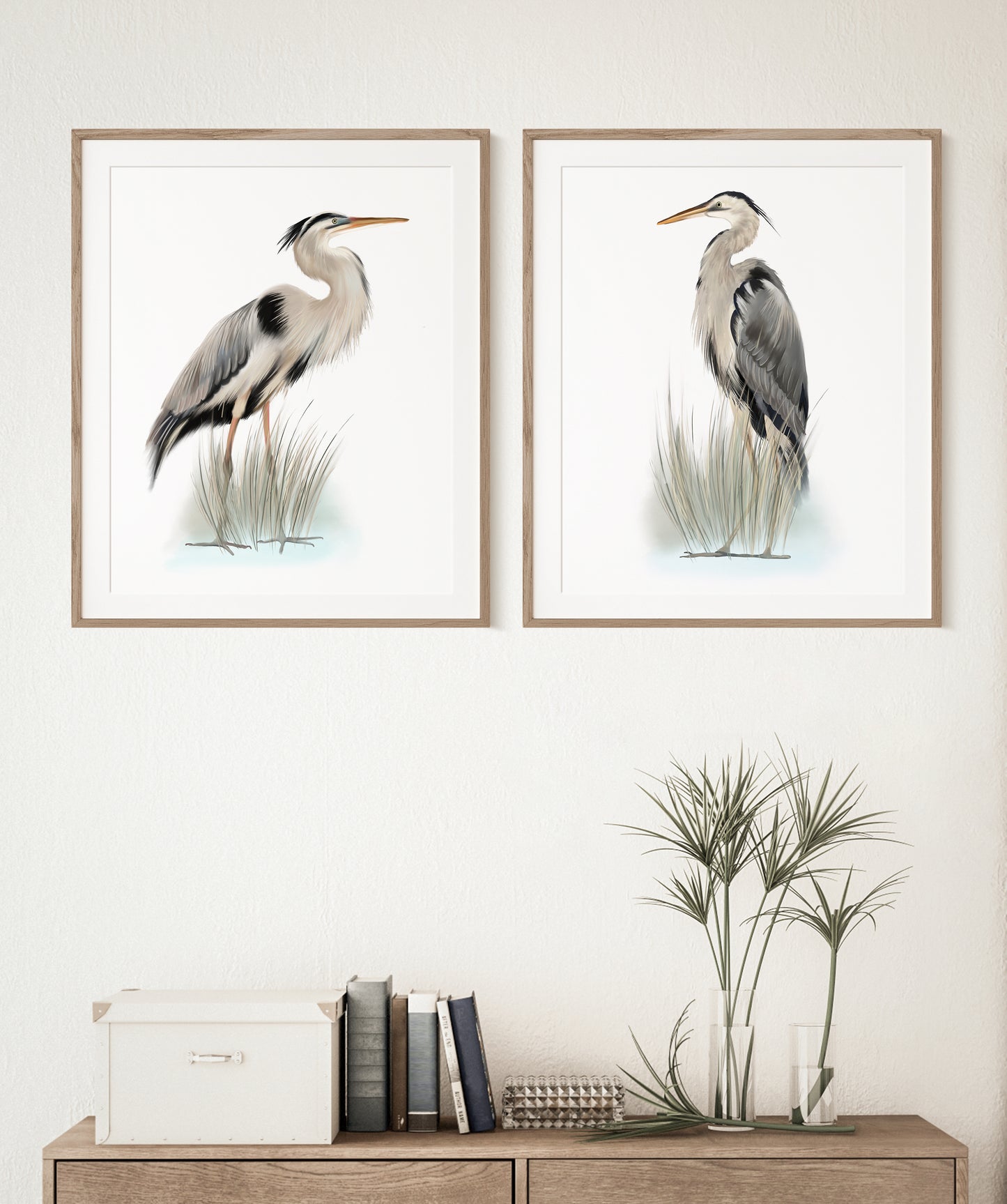 Blue Heron Bird Art Prints - Set of 2 - Studio Q - Art by Nicky Quartermaine Scott