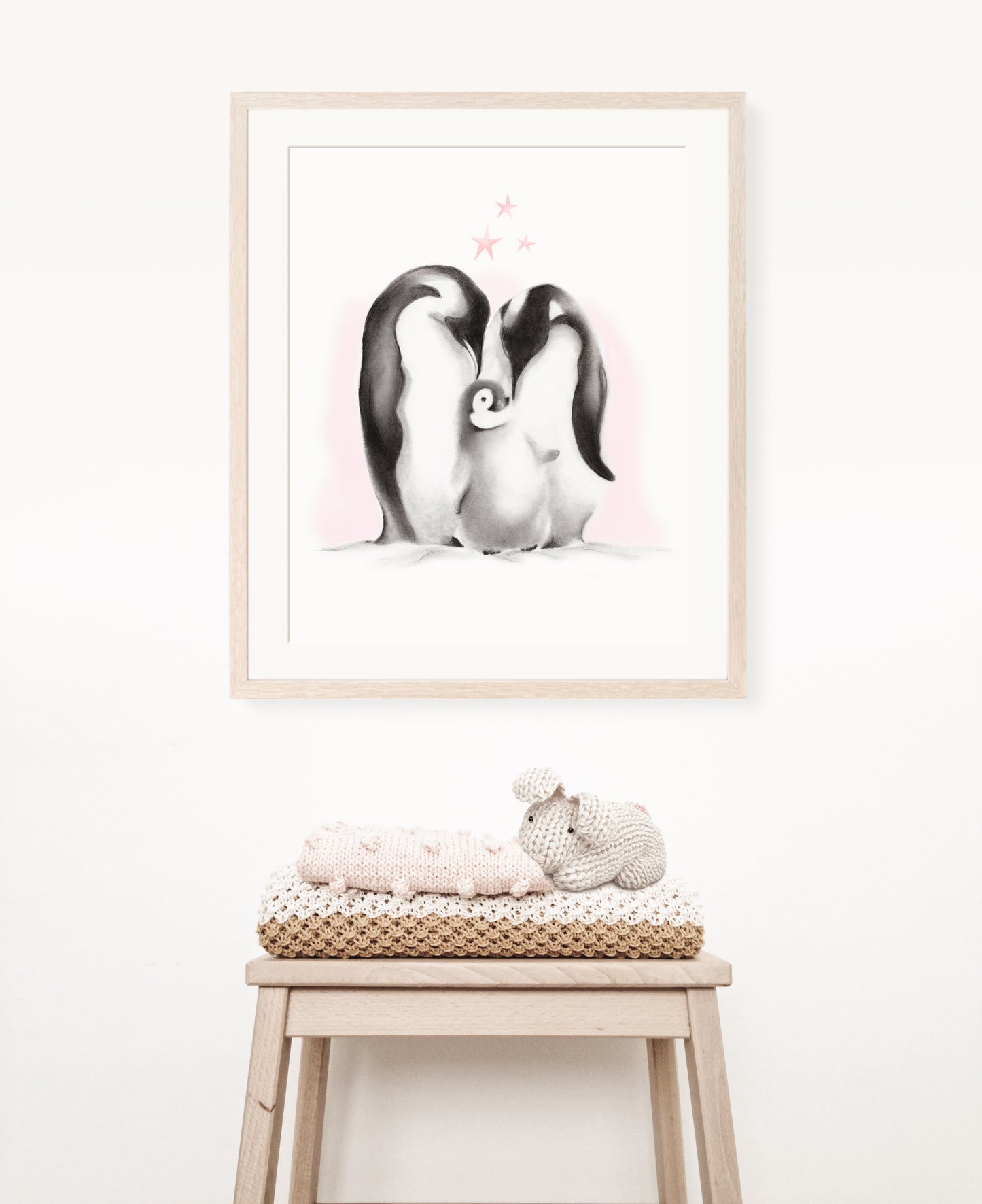 Penguin family with stars drawing by Nicky Quartermaine Scott for Studio Q