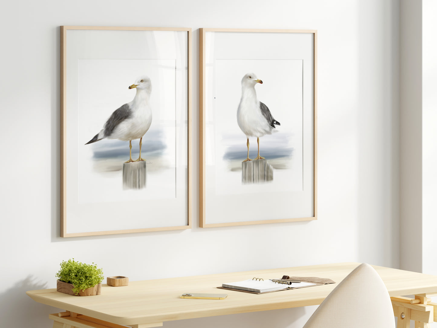 Seagull Bird Art Prints - Set of 2 - Studio Q - Art by Nicky Quartermaine Scott