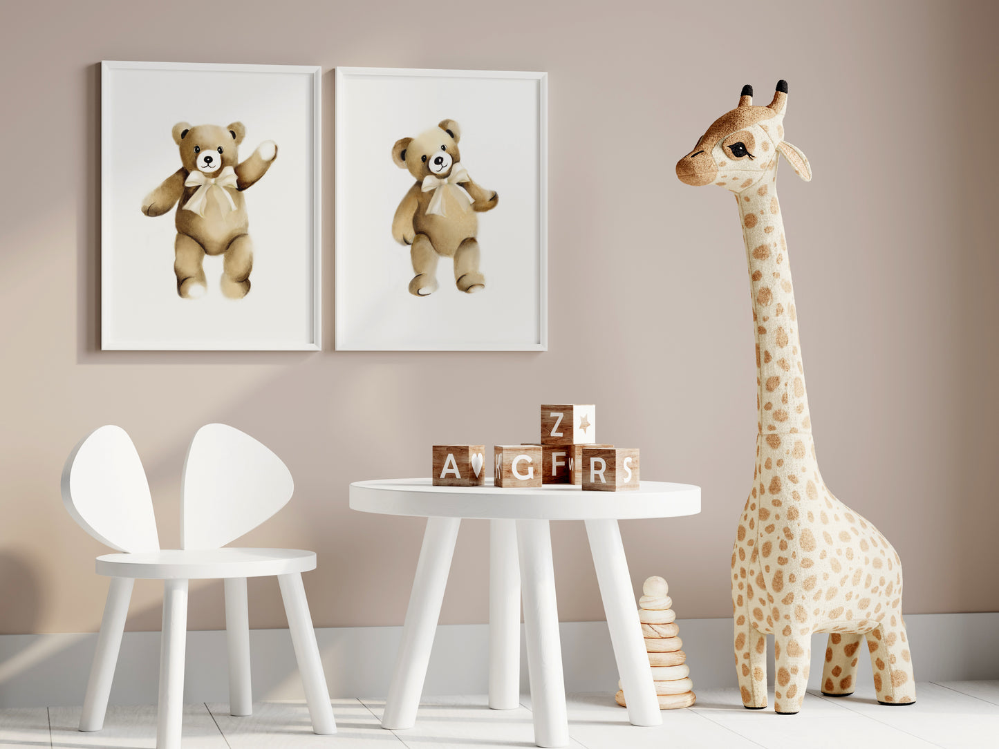 Teddy Bear Nursery Prints - Set of 2 - Studio Q - Art by Nicky Quartermaine Scott