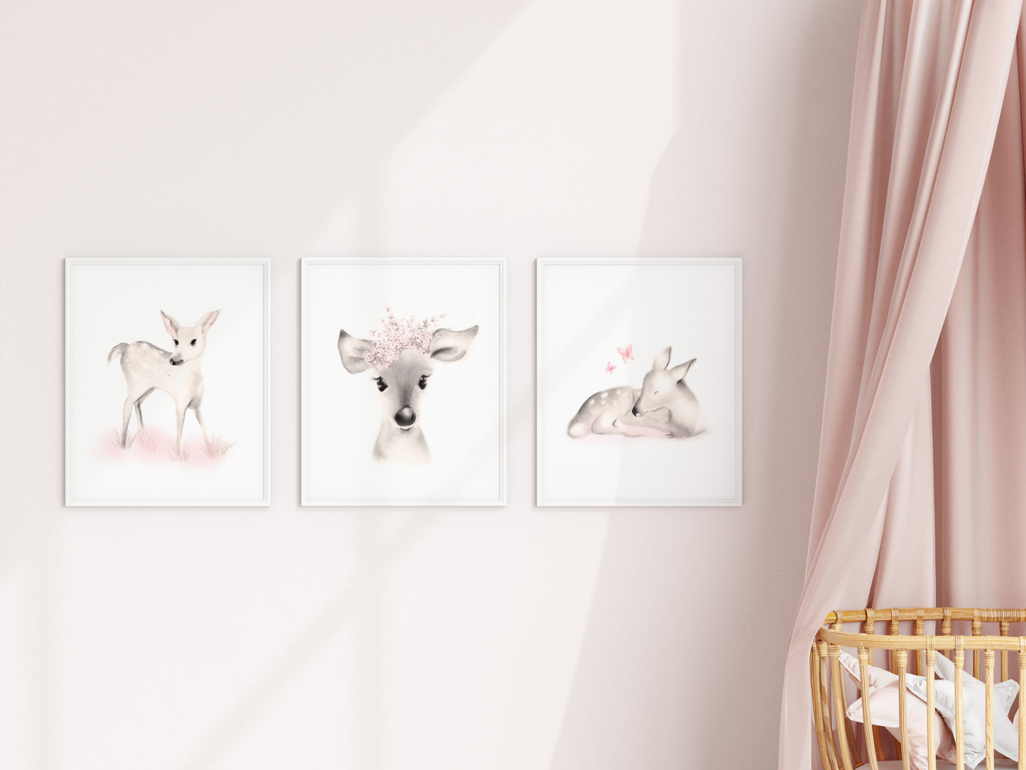 Deer Nursery Prints Sweet Blush - Set of 3 - Studio Q - Art by Nicky Quartermaine Scott