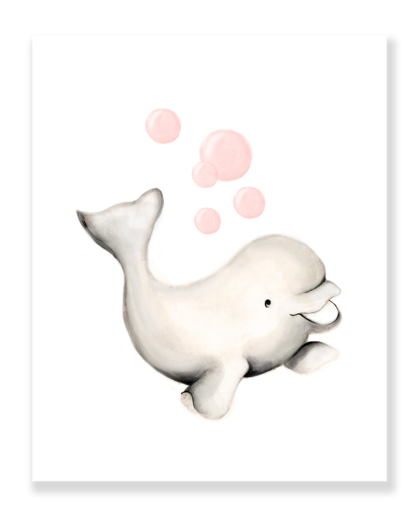 Beluga Nursery Art Print - Sweet Blush - Studio Q - Art by Nicky Quartermaine Scott