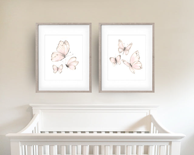 Pink Butterflies Print 1 - Sweet Blush - Studio Q - Art by Nicky Quartermaine Scott