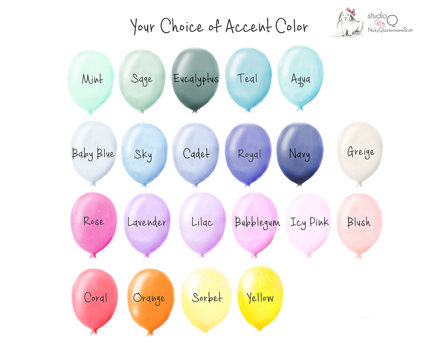 Baby Elephant with Hearts - Studio Q - Art by Nicky Quartermaine Scott