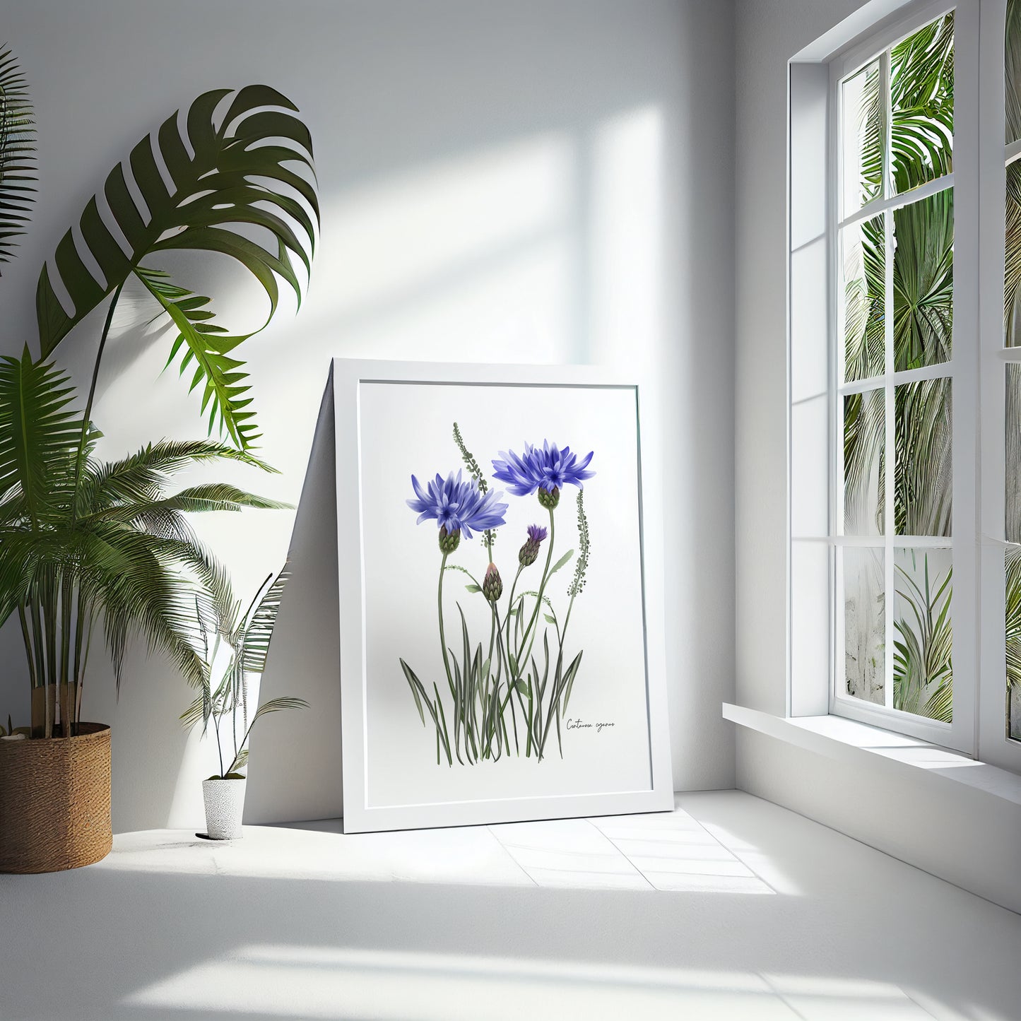 Cornflower in Grasses Wall Art Print - Studio Q - Art by Nicky Quartermaine Scott