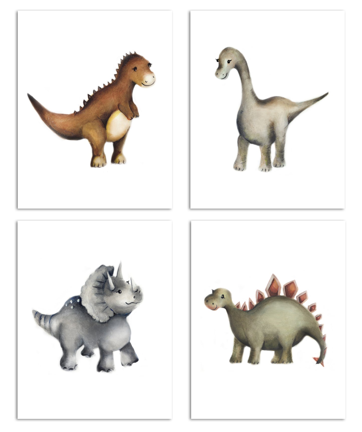 Dinosaur Nursery Prints- Set of 4- Studio Q - Art by Nicky Quartermaine Scott