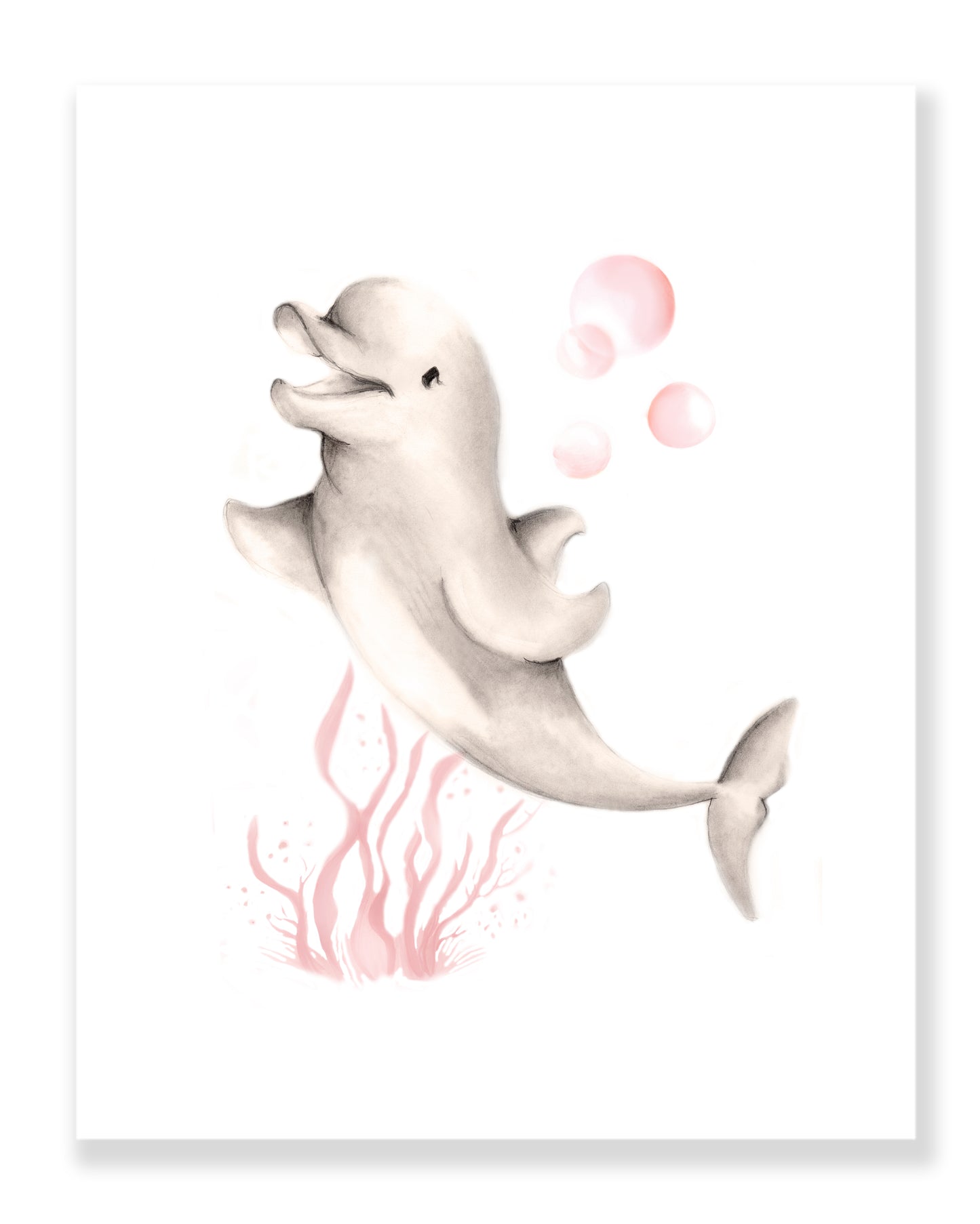 Dolphin Nursery Art Print - Sweet Blush - Studio Q - Art by Nicky Quartermaine Scott