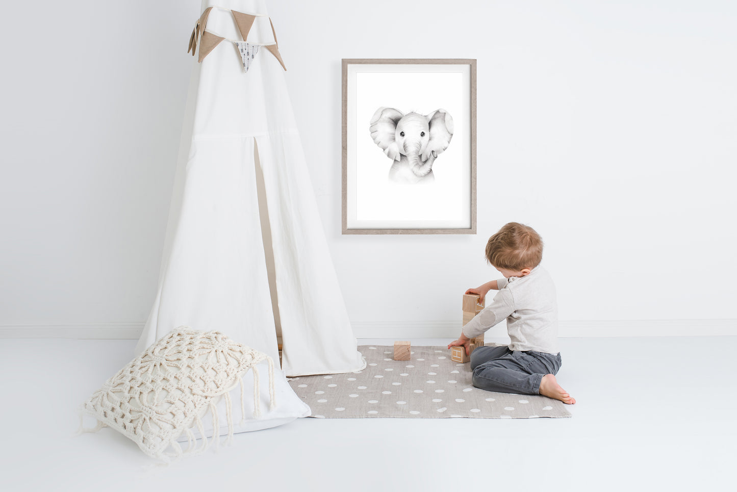 Elephant Sketch Fluffy Face Print - Studio Q - Art by Nicky Quartermaine Scott