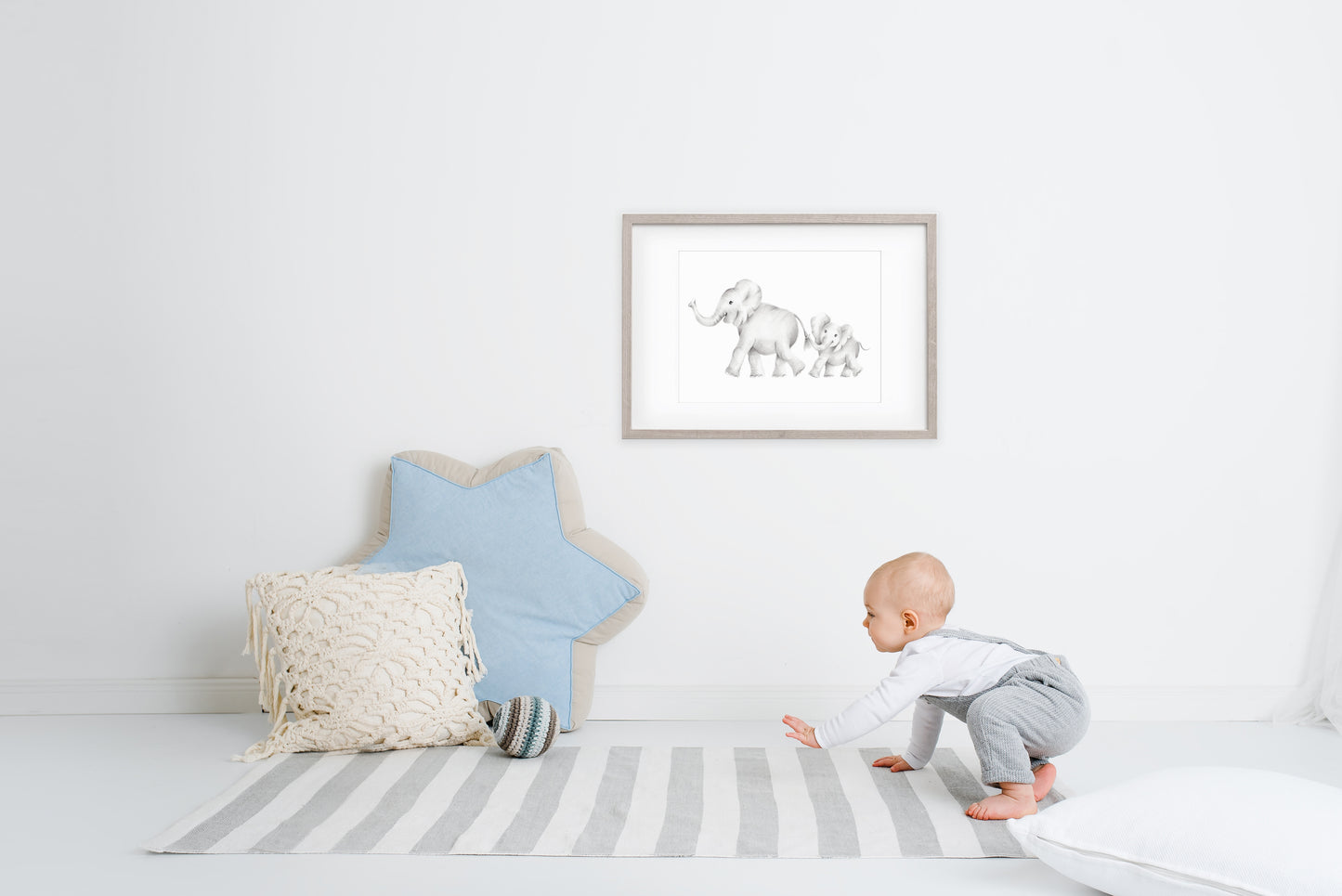 Elephant Family Pencil Drawing Print - Studio Q - Art by Nicky Quartermaine Scott