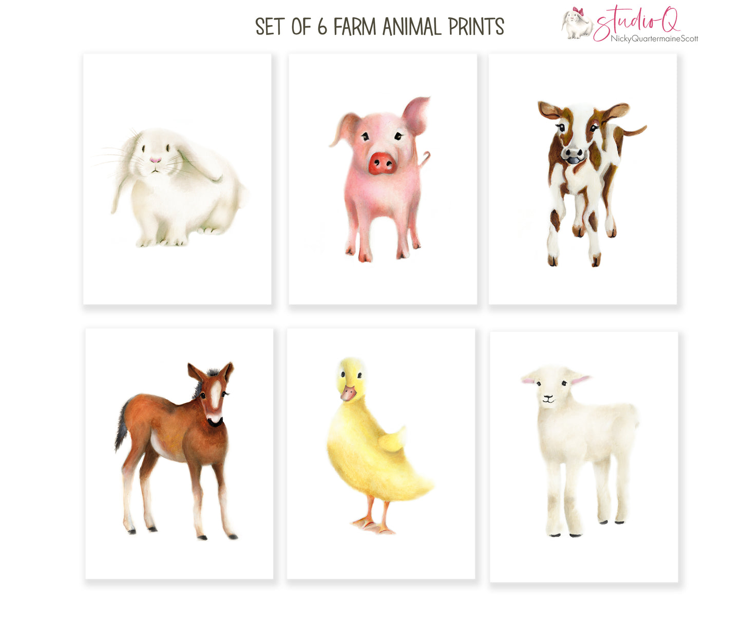 Farm Nursery Art Set of 6 Prints - Studio Q - Art by Nicky Quartermaine Scott