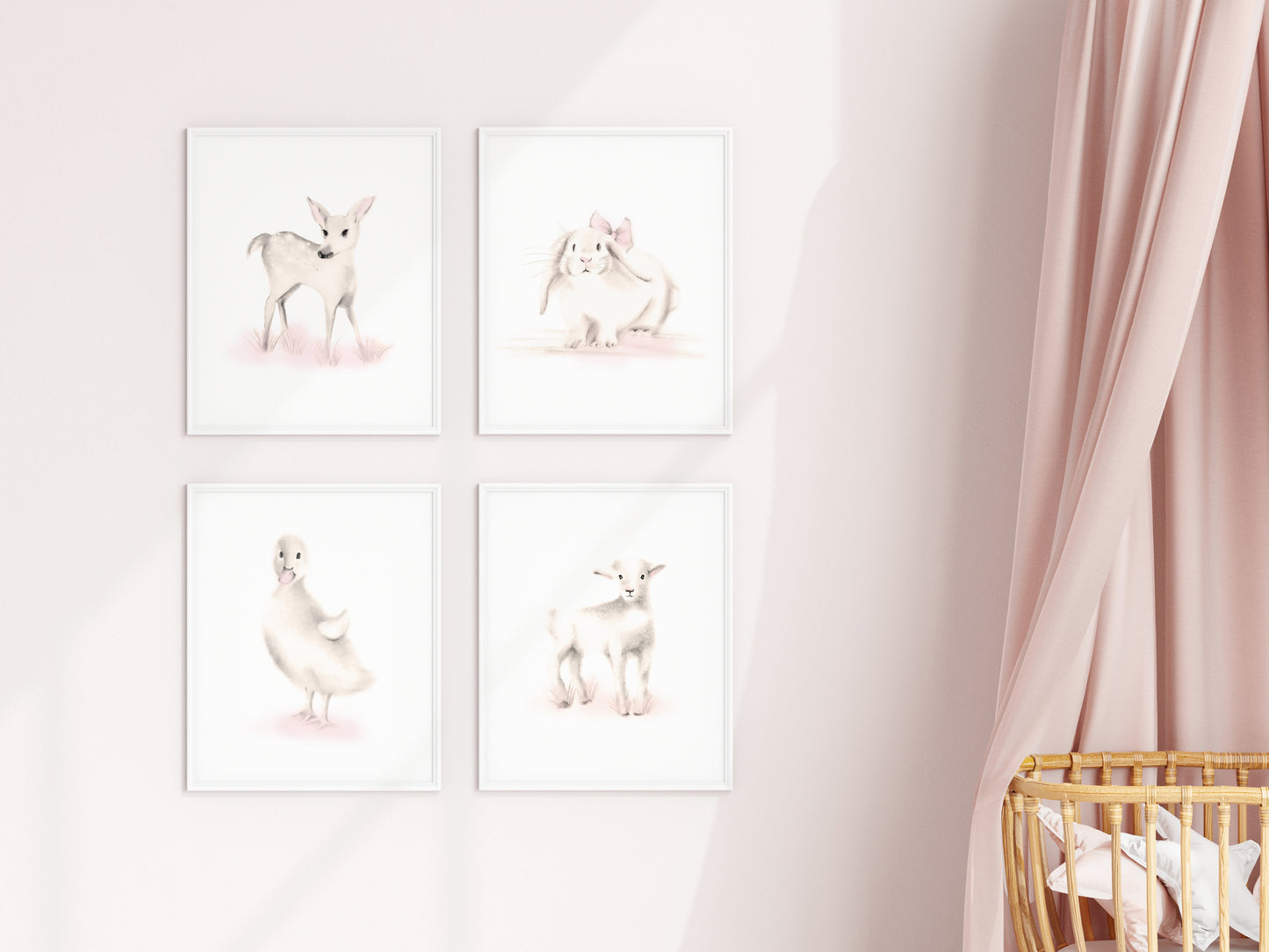 Farm Nursery Art Prints - Sweet Blush - Set of 4 - Studio Q - Art by Nicky Quartermaine Scott