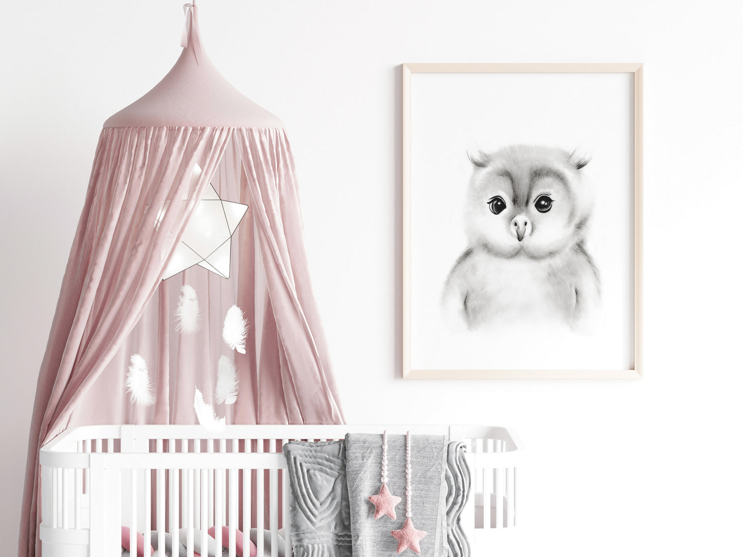 Baby Owl Sketch Fluffy Face Print - Studio Q - Art by Nicky Quartermaine Scott