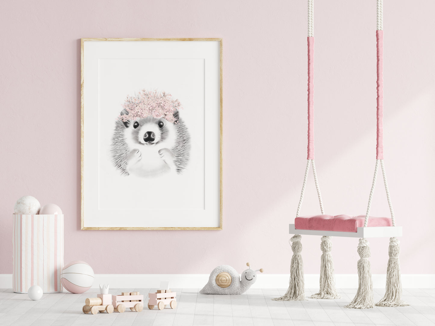 Hedgehog with Blush Flower Crown Print - Studio Q - Art by Nicky Quartermaine Scott