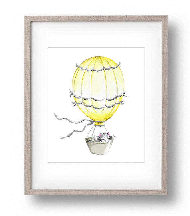 Hot Air Balloon with Kitty - Studio Q - Art by Nicky Quartermaine Scott