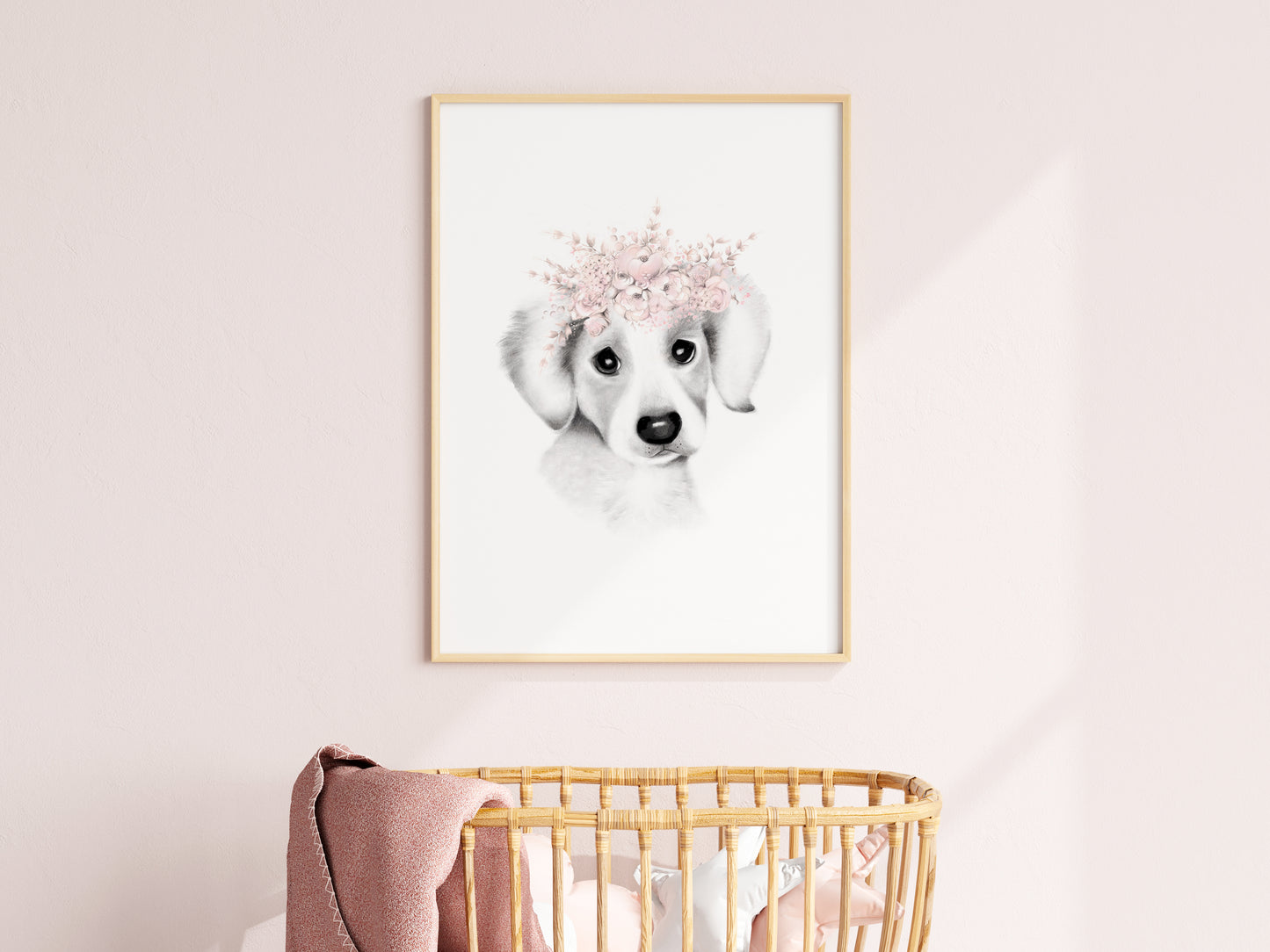 Jack Russell Pup Floral Crown Print - Studio Q - Art by Nicky Quartermaine Scott