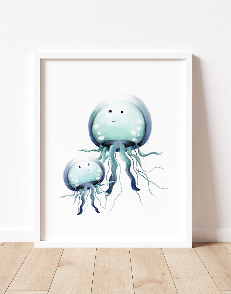 Mother and Baby Jellyfish Nursery Print – Studio Q Art by Nicky