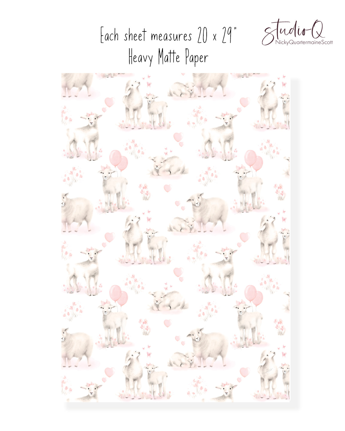 Baby Lamb and Sheep Wrapping Paper - Studio Q - Art by Nicky Quartermaine Scott