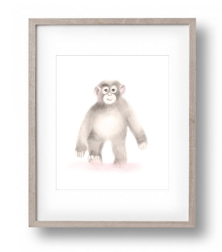 Monkey Nursery Art Print - Sweet Blush - Studio Q - Art by Nicky Quartermaine Scott