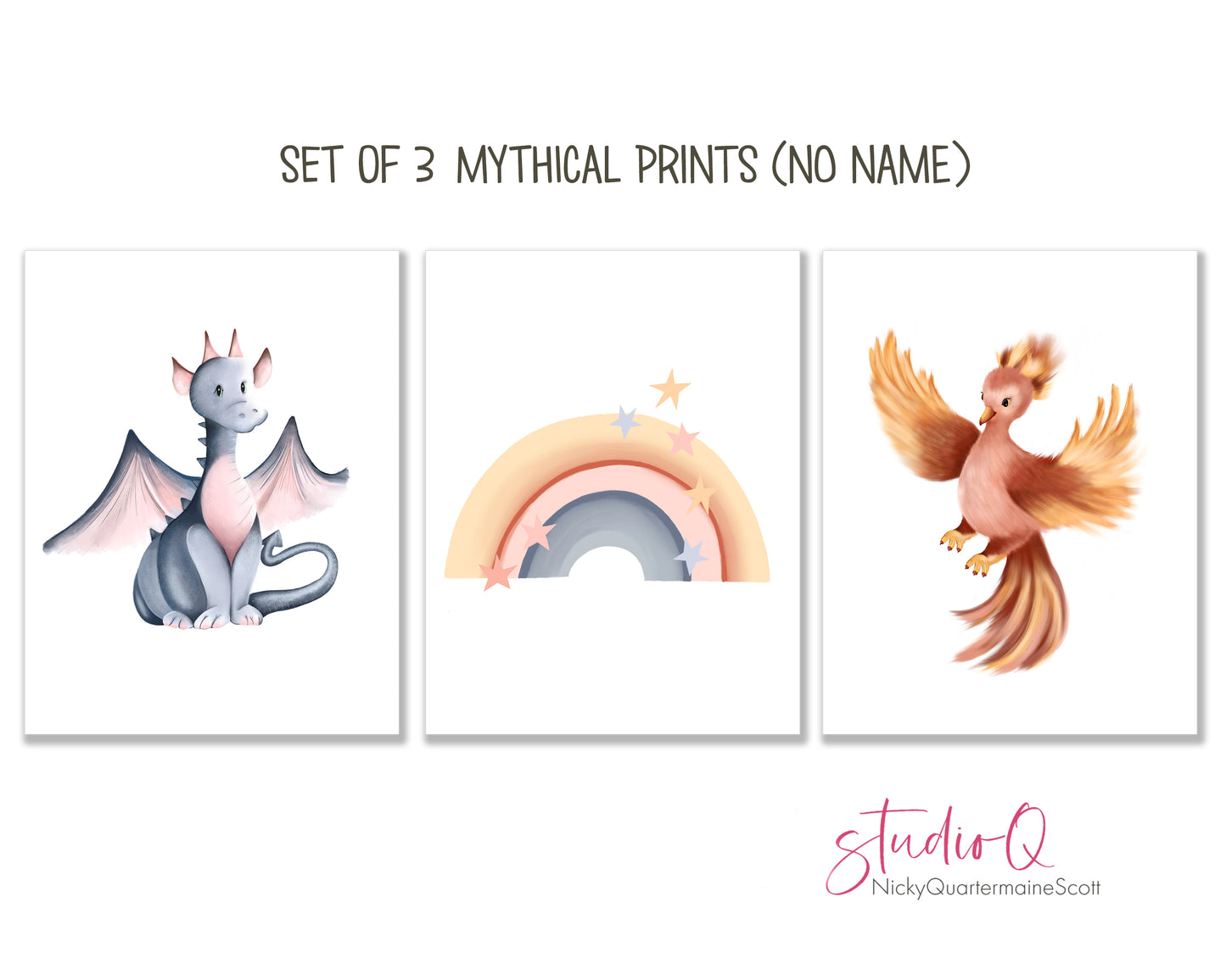 Mythical Baby Animal Prints - Set of 3 - Studio Q - Art by Nicky Quartermaine Scott