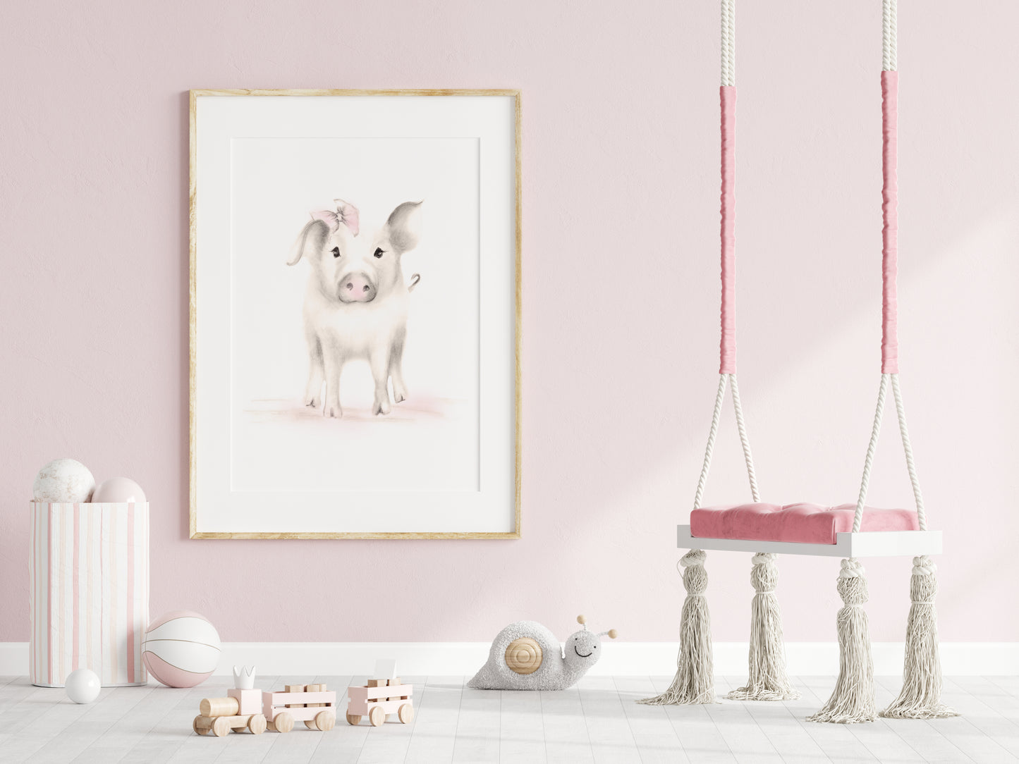 Pig Nursery Print - Sweet Blush - Studio Q - Art by Nicky Quartermaine Scott
