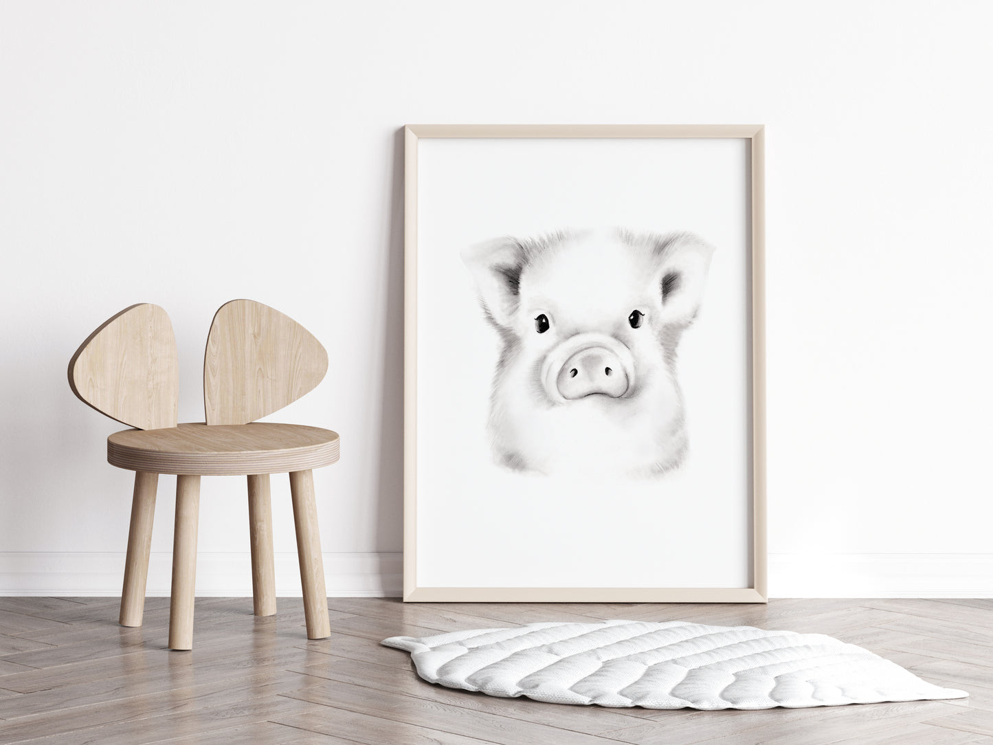 Pig Sketch Fluffy Face Print- Studio Q - Art by Nicky Quartermaine Scott