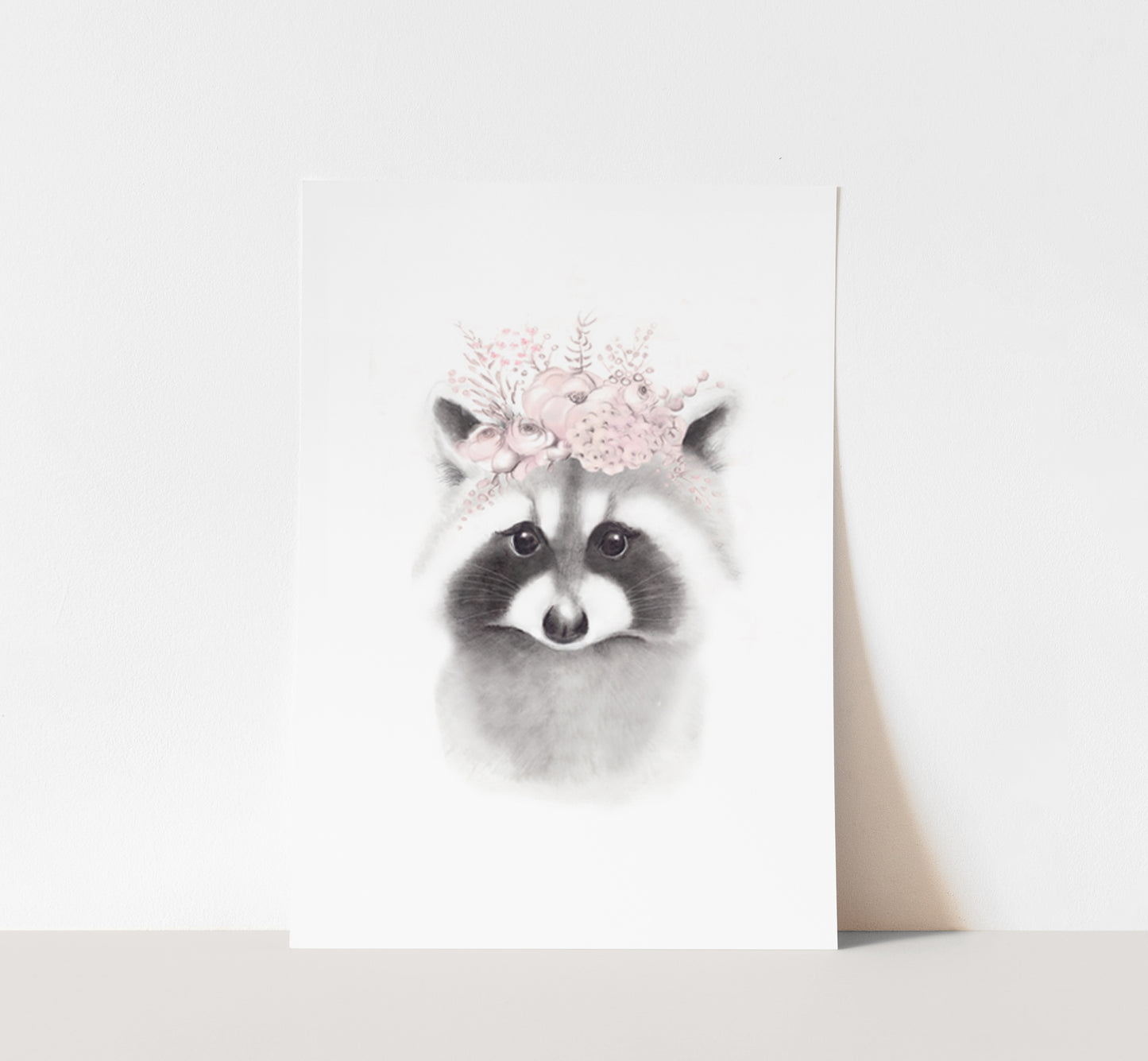 Raccoon Blush Flower Crown Print - Studio Q - Art by Nicky Quartermaine Scott