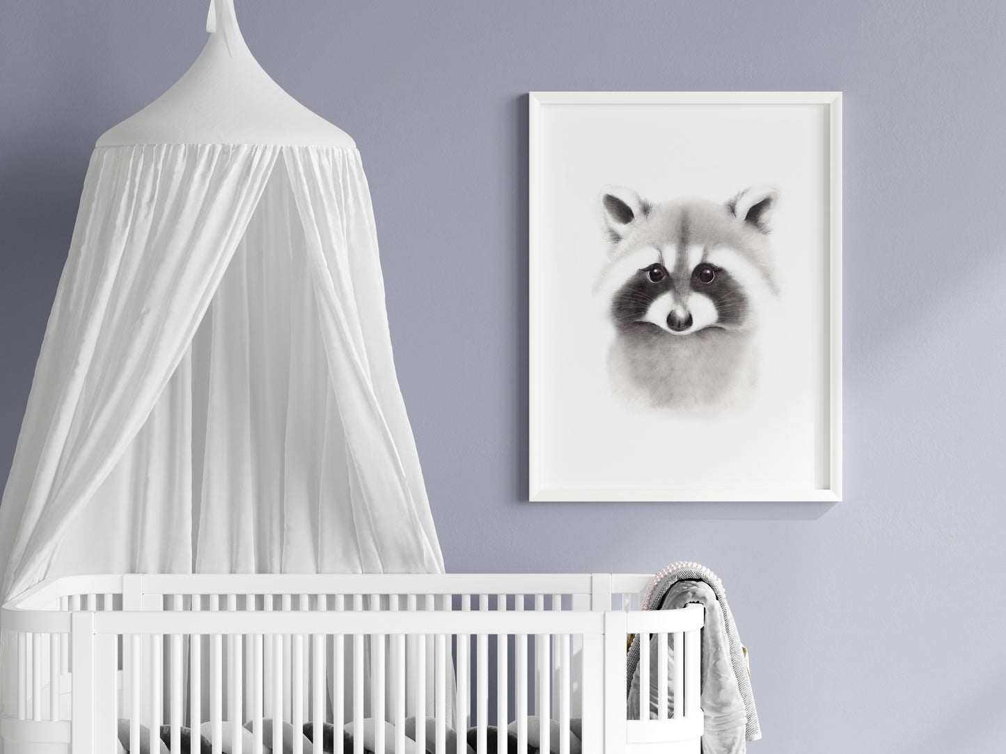 Raccoon Sketch Fluffy Face Nursery Art Print- Studio Q - Art by Nicky Quartermaine Scott