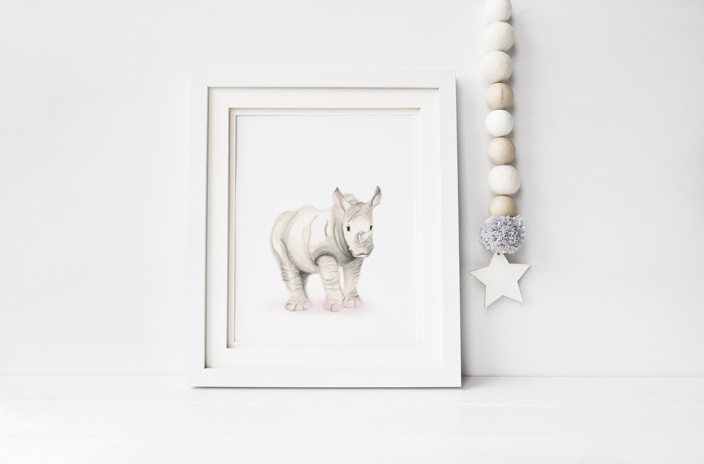 Rhino Nursery Art Print - Sweet Blush - Studio Q - Art by Nicky Quartermaine Scott