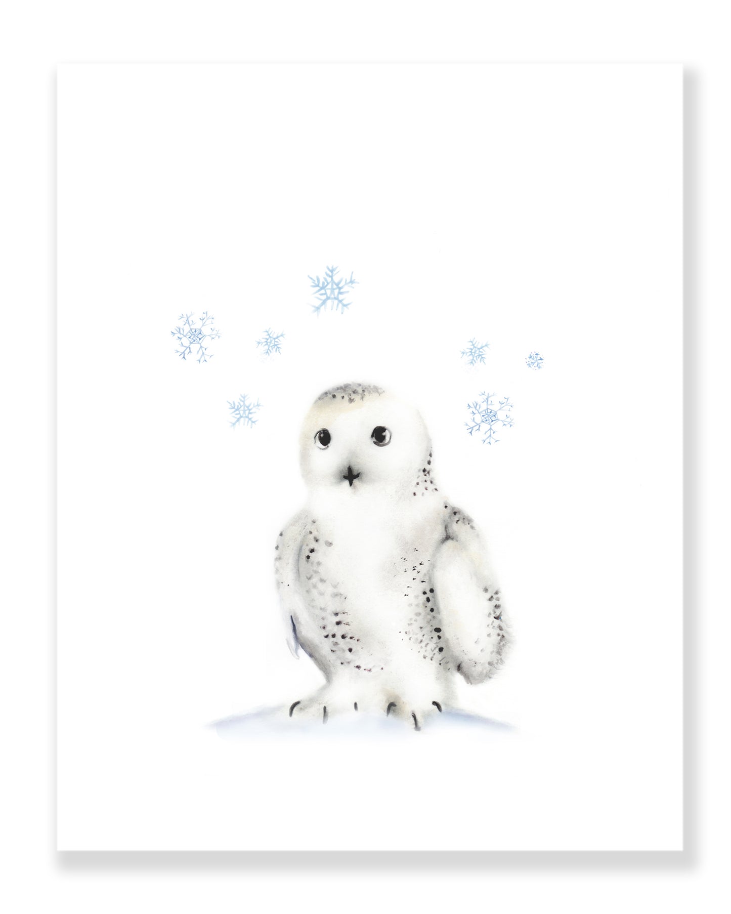 Snowy Owl with Snowflakes Nursery Art Print - Studio Q - Art by Nicky Quartermaine Scott