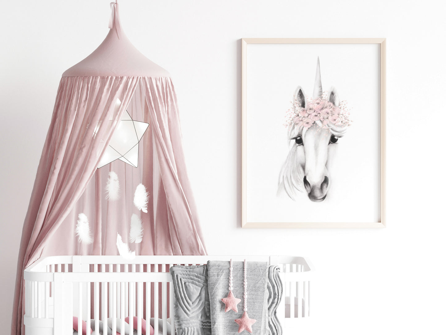 Unicorn with Blush Flower Crown Print- Studio Q - Art by Nicky Quartermaine Scott