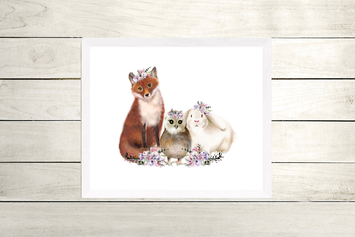Baby Woodland Animals with Flowers Print - Studio Q - Art by Nicky Quartermaine Scott