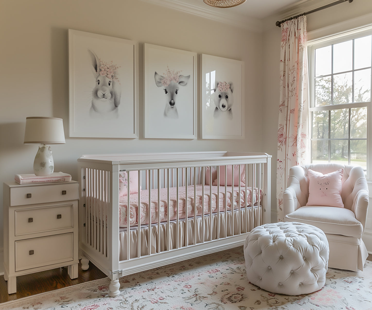 Baby Animal Flower Crown Prints - Set of 3