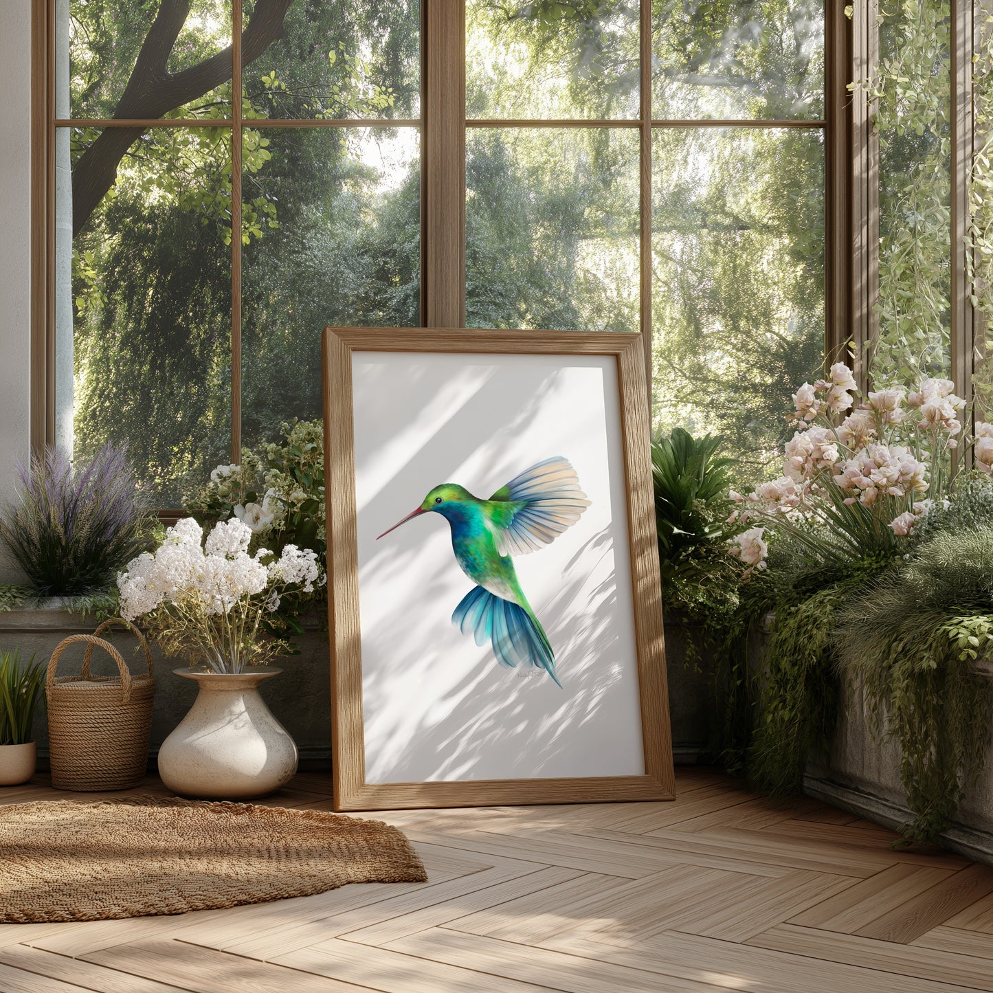 Blue and Green Hummingbird Art Print