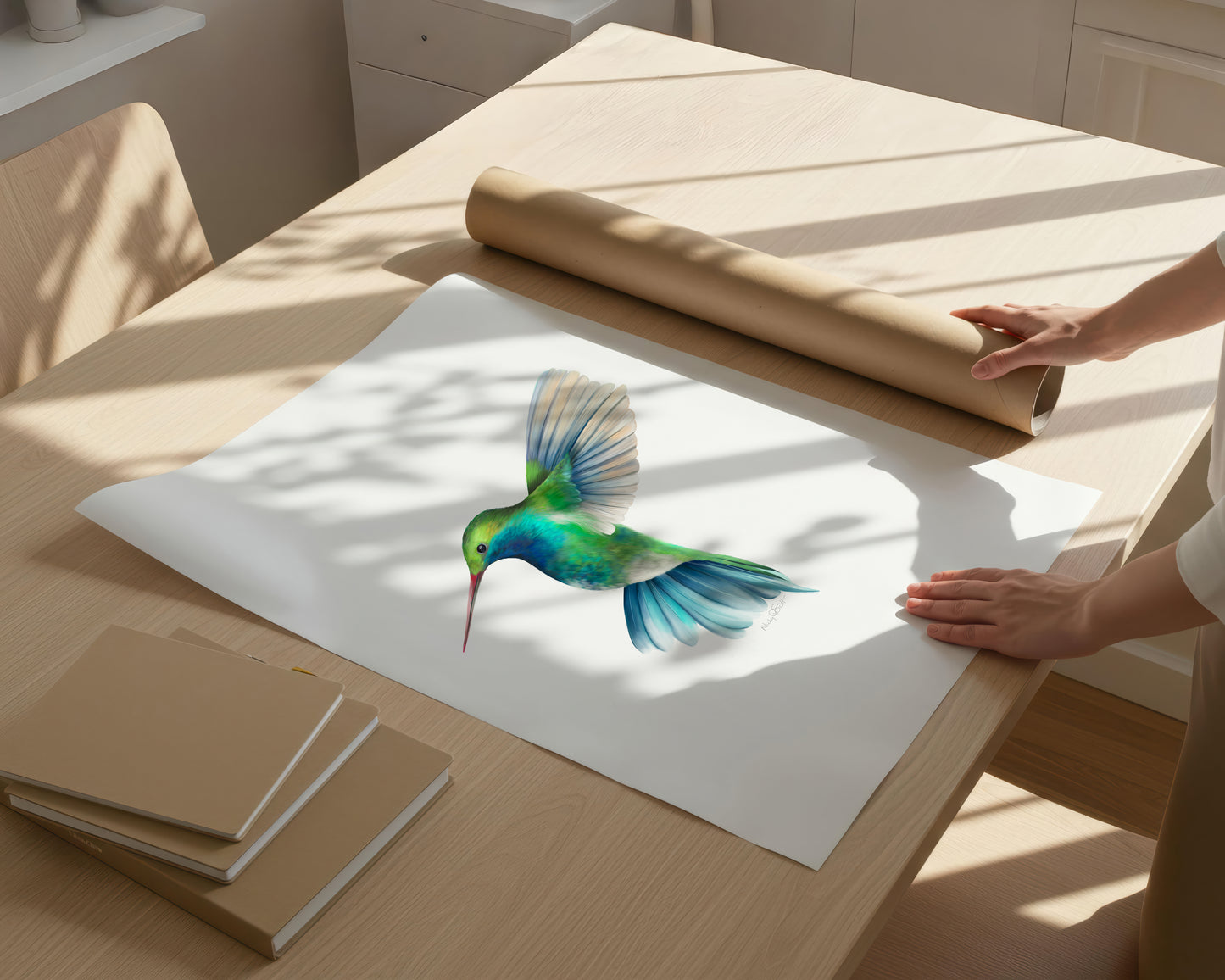 Blue and Green Hummingbird Art Print