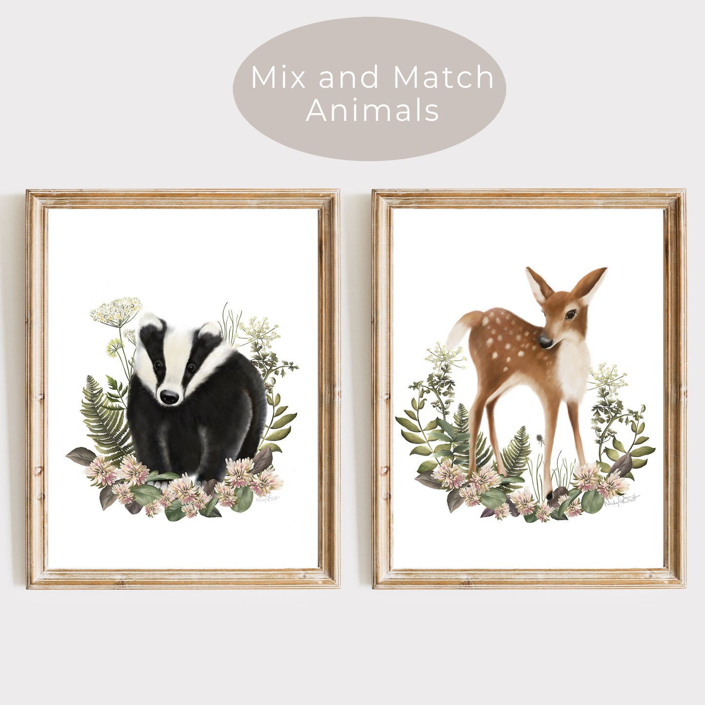 Bramble Woodland Friends Nursery Art Prints - Set of 2