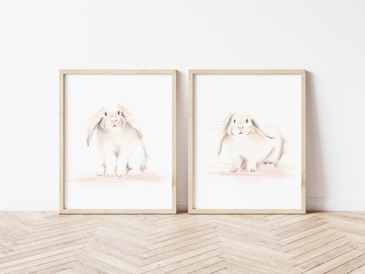 Bunny Nursery Art Prints - Set of 2 - Studio Q - Art by Nicky Quartermaine Scott