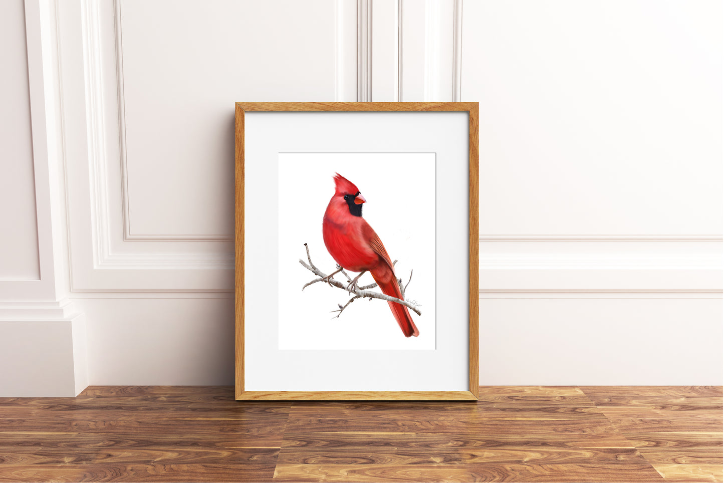Cardinal Bird on Branch Art Print