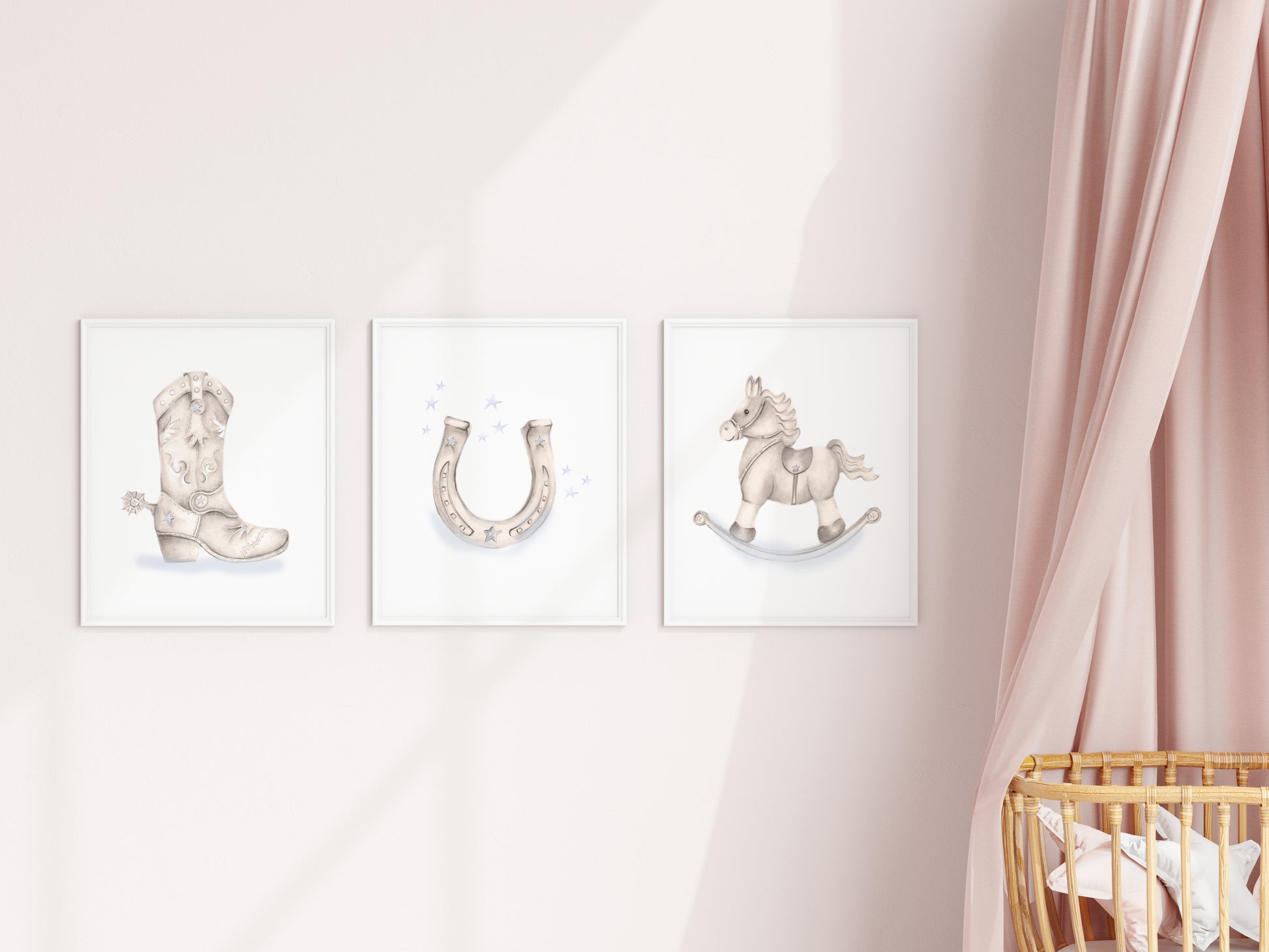 Cowgirl Nursery Prints - Set of 3  - Studio Q - Art by Nicky Quartermaine Scott