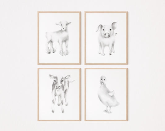 Farmhouse Nursery Prints - Set of 4 - Studio Q - Art by Nicky Quartermaine Scott