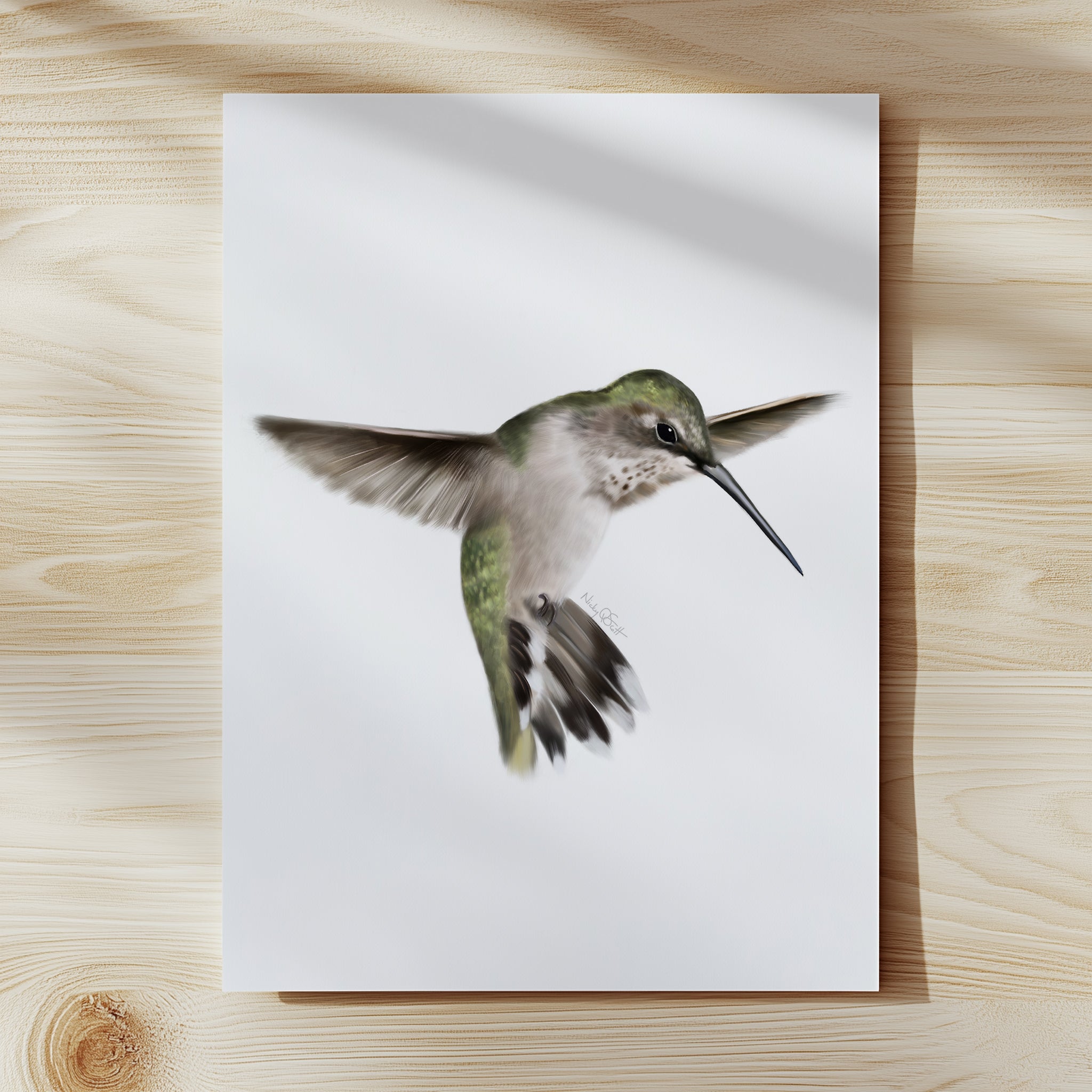 Green Hummingbird Art Print – Studio Q - Art by Nicky Quartermaine