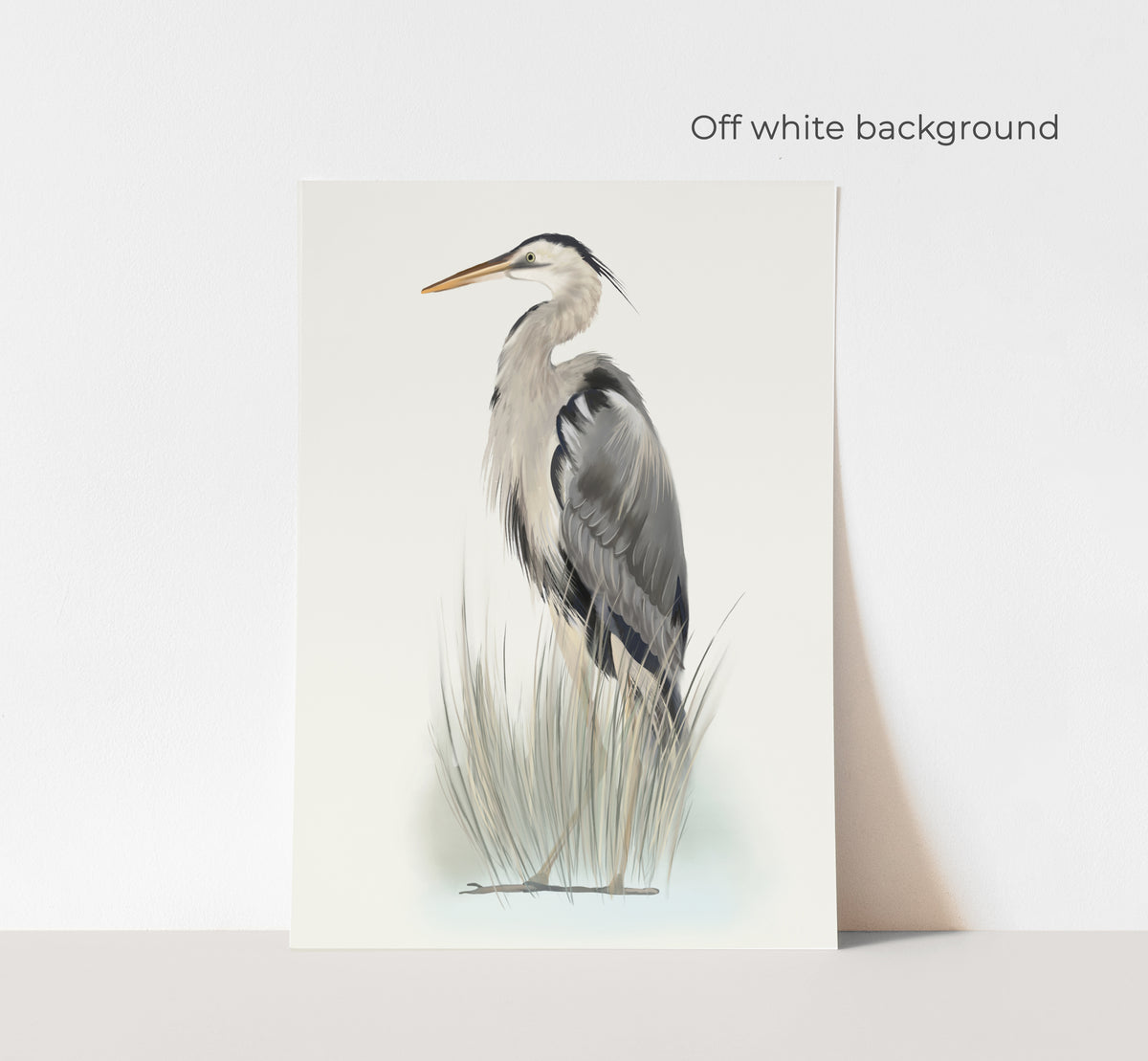 Great Blue Heron Bird in Grasses 2 - Print