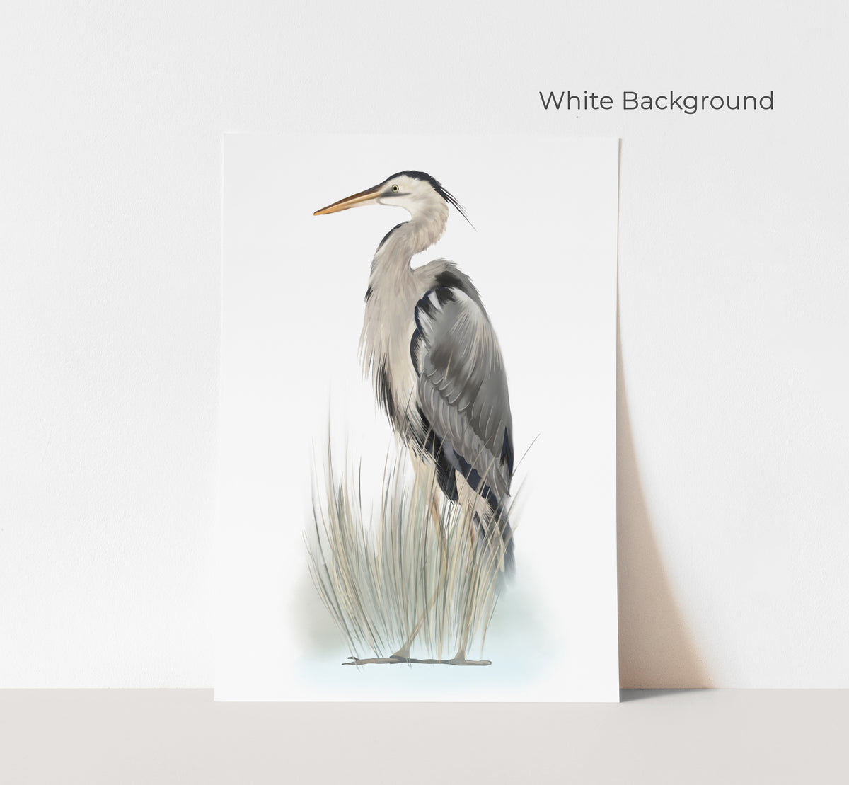 Great Blue Heron Bird in Grasses 2 - Print