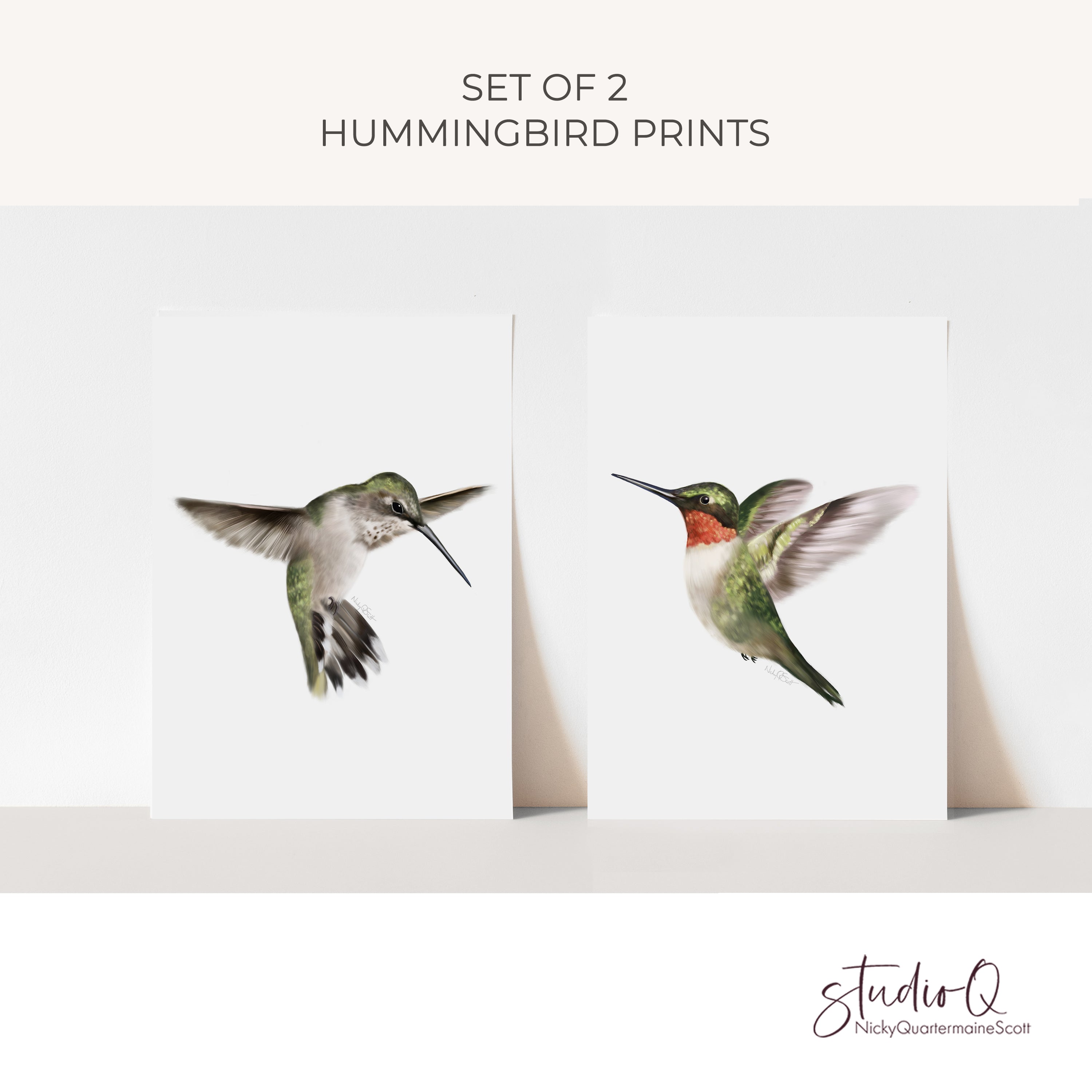 Hummingbird Art Prints - Set of 2 – Studio Q - Art by Nicky