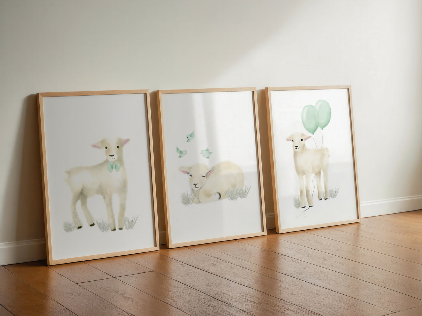 Baby Lamb Nursery Art Prints - Set of 3