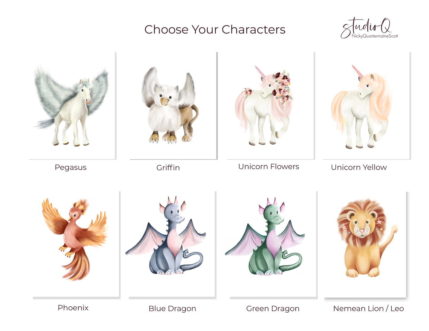 Mythological Animal Prints - Set of 4