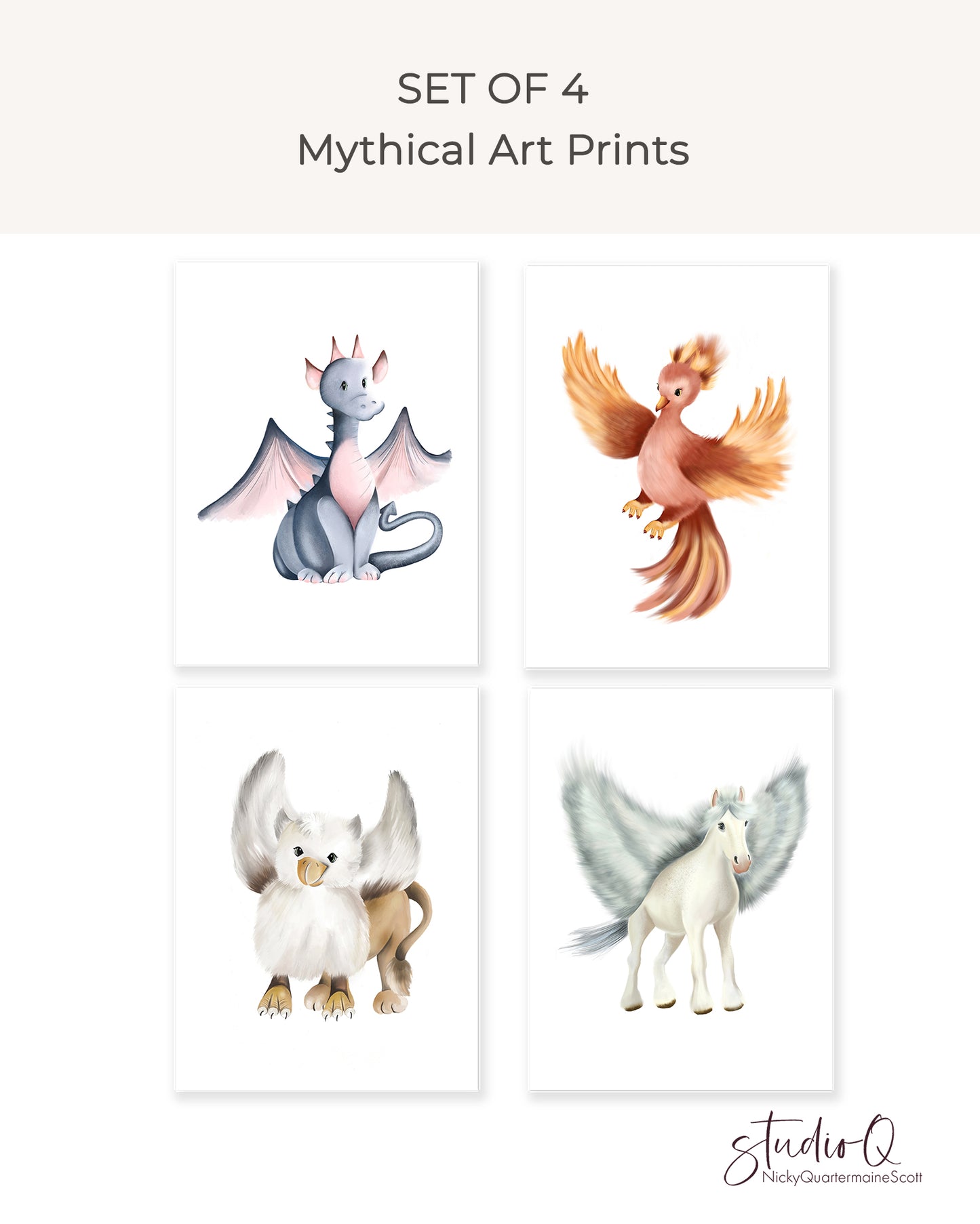Mythological Animal Prints - Set of 4